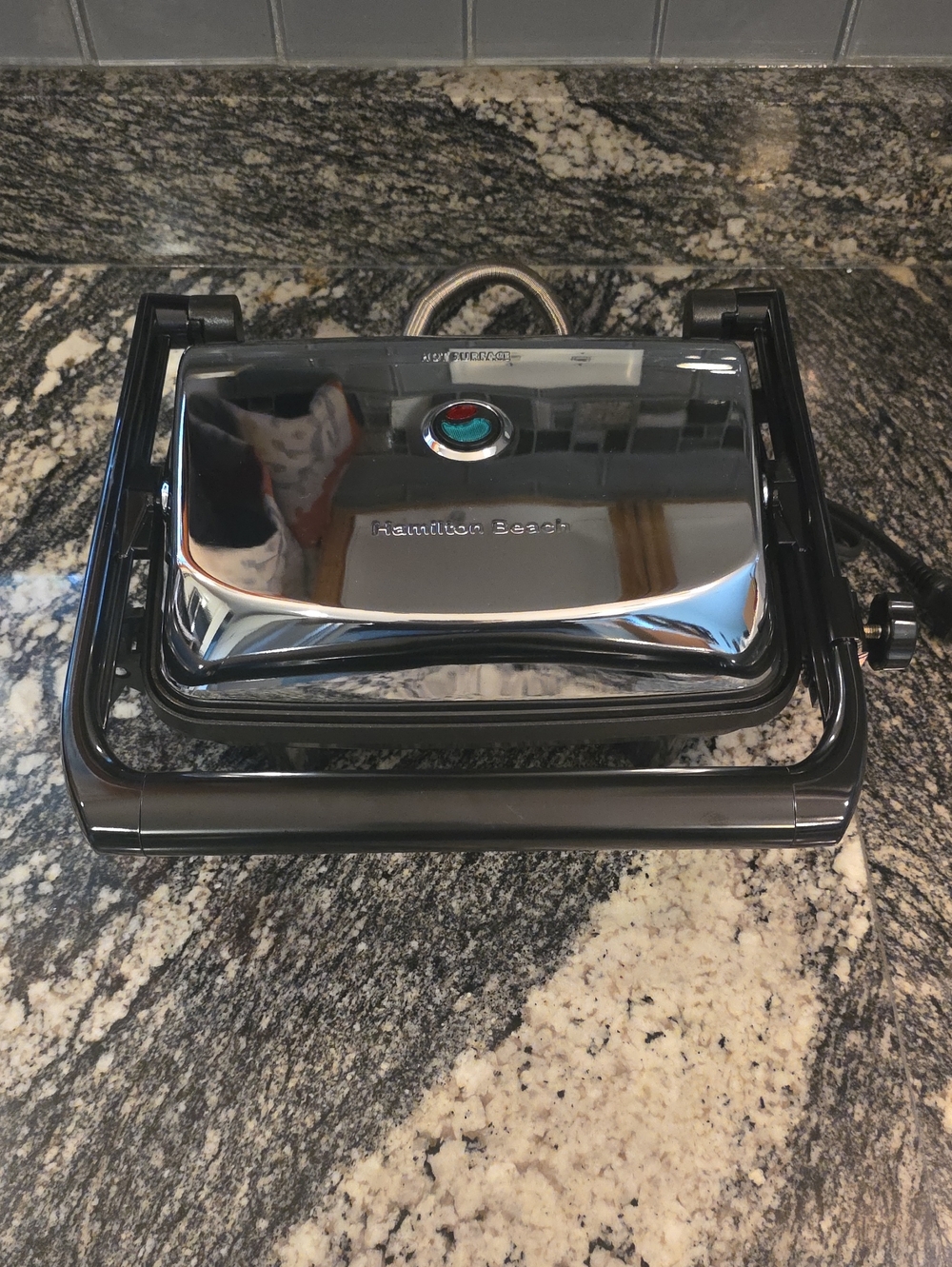 Hamilton Beach Stainless Steel and Black Electric Sandwich Maker.